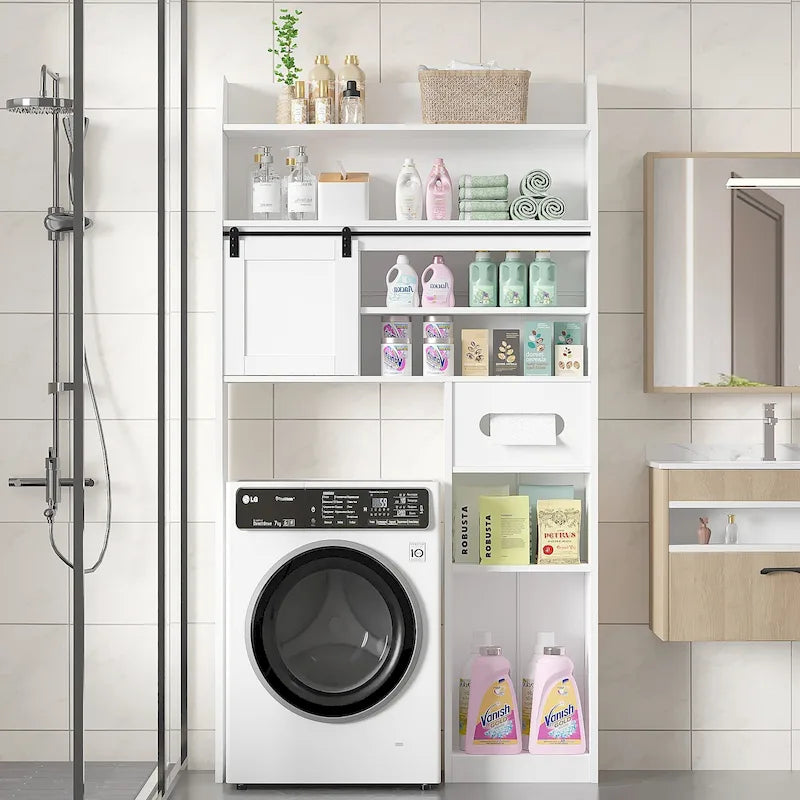 Meuble de rangement  pour toilettes, avec cadre en métal et étagères de rangement, organiseur de salle de bain avec étagères réglables