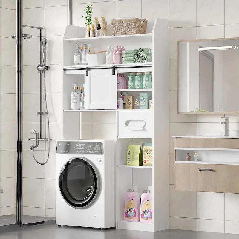 Meuble de rangement  pour toilettes, avec cadre en métal et étagères de rangement, organiseur de salle de bain avec étagères réglables