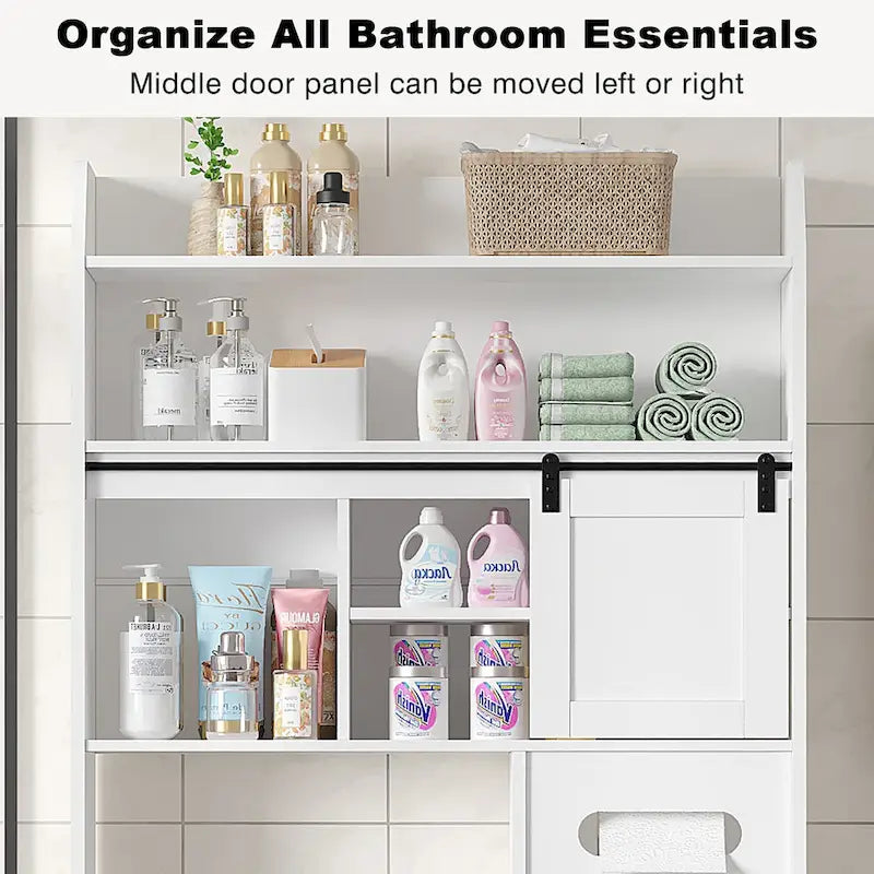 Meuble de rangement  pour toilettes, avec cadre en métal et étagères de rangement, organiseur de salle de bain avec étagères réglables