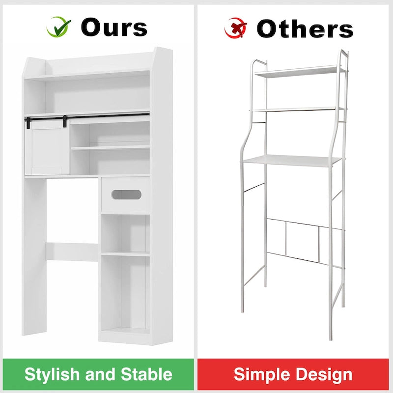 Meuble de rangement  pour toilettes, avec cadre en métal et étagères de rangement, organiseur de salle de bain avec étagères réglables