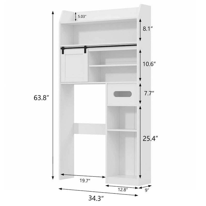 Meuble de rangement  pour toilettes, avec cadre en métal et étagères de rangement, organiseur de salle de bain avec étagères réglables