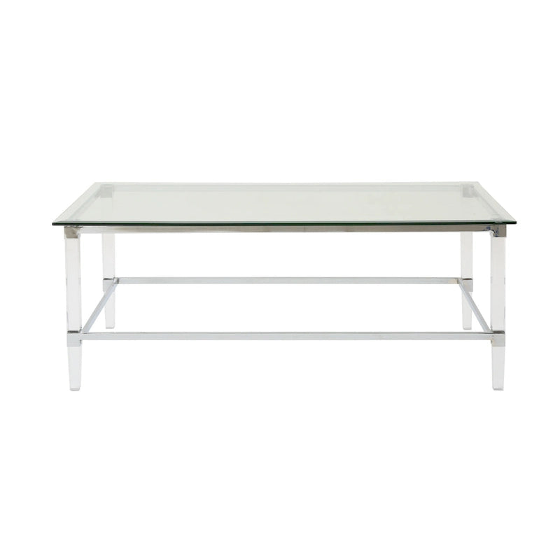 Table basse rectangulaire moderne en verre de 48" avec cadre robuste pour le salon