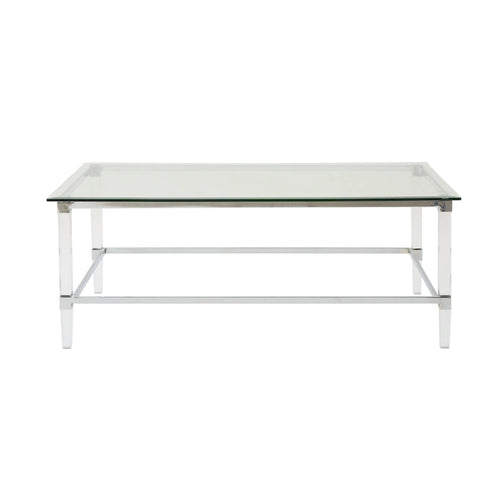 Table basse rectangulaire moderne en verre de 48" avec cadre robuste pour le salon