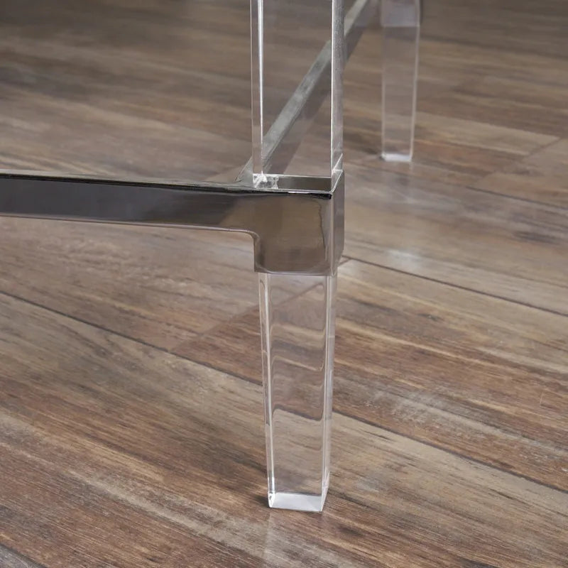 Table basse rectangulaire moderne en verre de 48" avec cadre robuste pour le salon