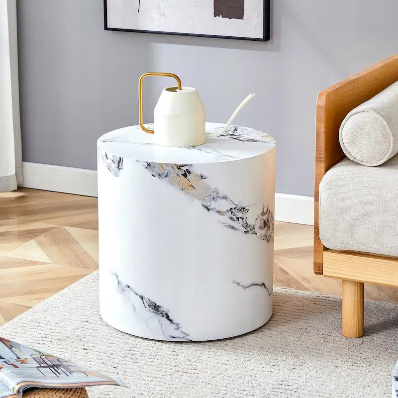 15,7 Table basse ronde moderne avec motif tendance et base stable pour le salon