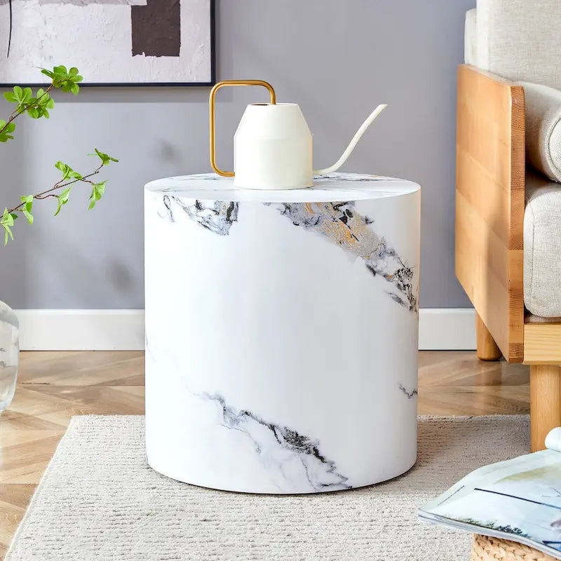 15,7 Table basse ronde moderne avec motif tendance et base stable pour le salon