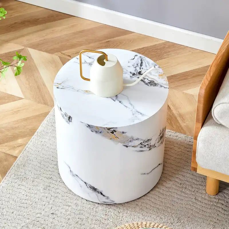 15,7 Table basse ronde moderne avec motif tendance et base stable pour le salon