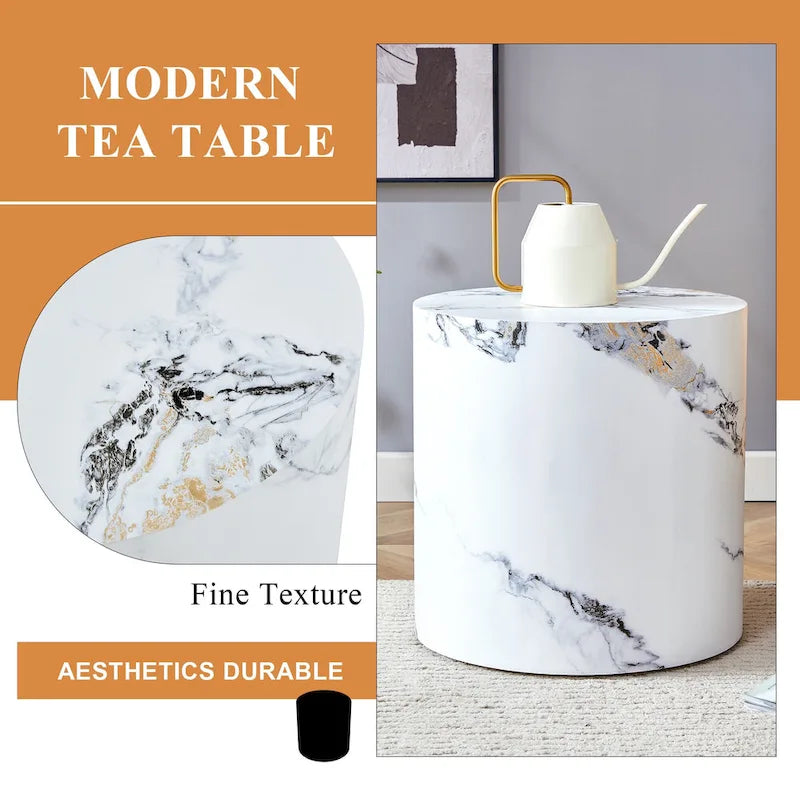 15,7 Table basse ronde moderne avec motif tendance et base stable pour le salon