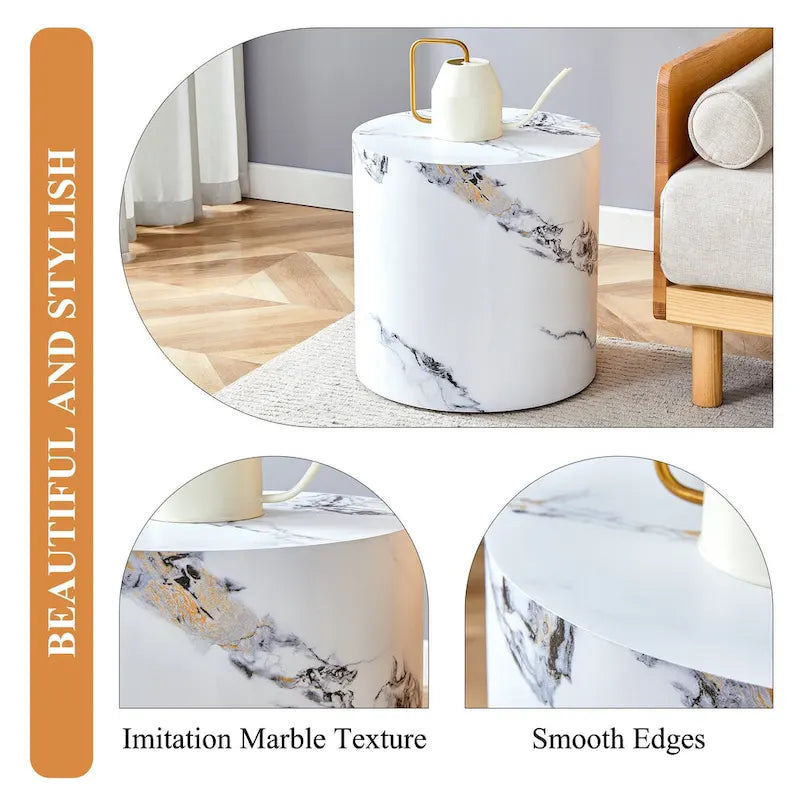 15,7 Table basse ronde moderne avec motif tendance et base stable pour le salon