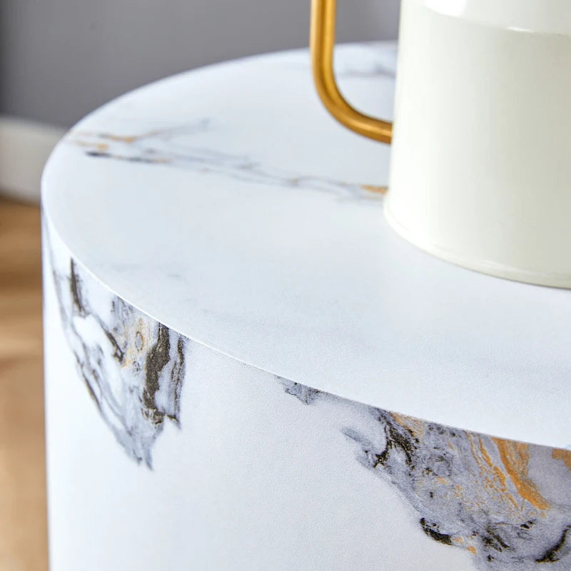 15,7 Table basse ronde moderne avec motif tendance et base stable pour le salon