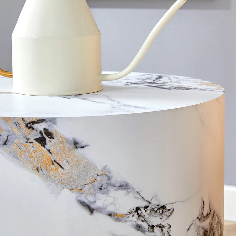 15,7 Table basse ronde moderne avec motif tendance et base stable pour le salon