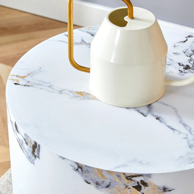 15,7 Table basse ronde moderne avec motif tendance et base stable pour le salon