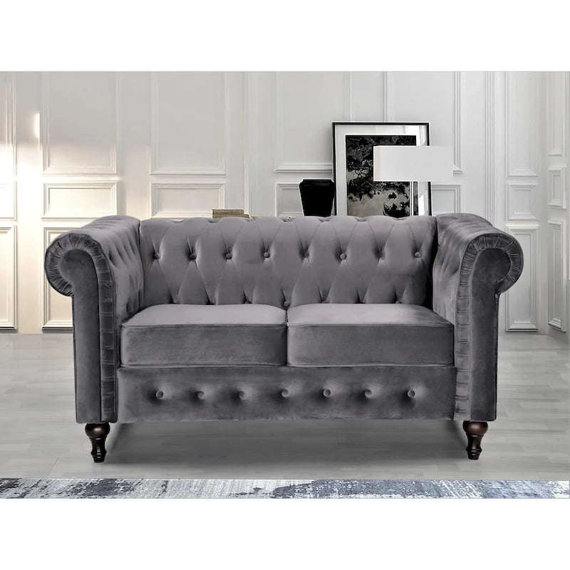 Causeuse classique Chesterfield rembourrée en velours