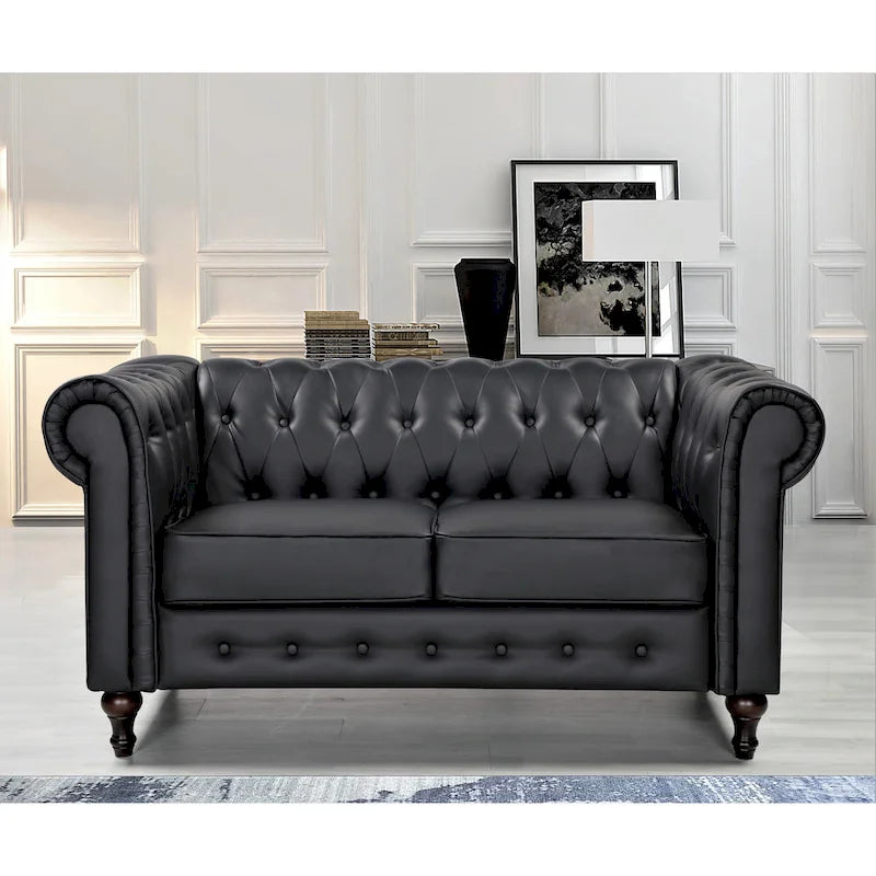 Brooks Velvet Upholstered Classic Chesterfield Loveseat