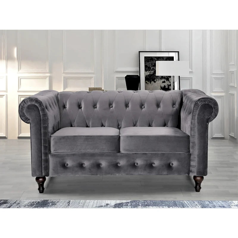 Causeuse classique Chesterfield rembourrée en velours
