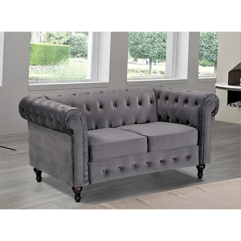 Causeuse classique Chesterfield rembourrée en velours