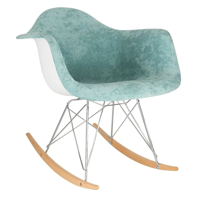 Fauteuil à bascule contemporain en velours Wilson – Fauteuil à bascule d'appoint pour la maison, le salon, la chambre, le patio