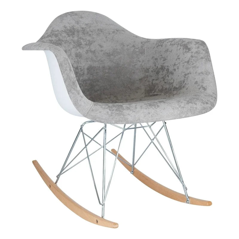 Fauteuil à bascule contemporain en velours Wilson – Fauteuil à bascule d'appoint pour la maison, le salon, la chambre, le patio