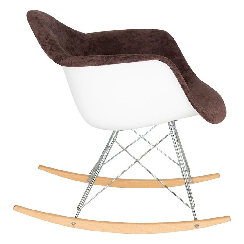Fauteuil à bascule contemporain en velours Wilson – Fauteuil à bascule d'appoint pour la maison, le salon, la chambre, le patio