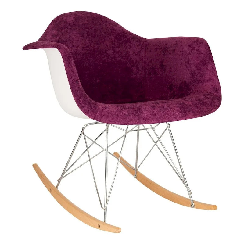 Fauteuil à bascule contemporain en velours Wilson – Fauteuil à bascule d'appoint pour la maison, le salon, la chambre, le patio