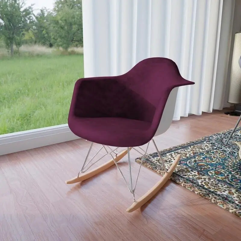 Fauteuil à bascule contemporain en velours Wilson – Fauteuil à bascule d'appoint pour la maison, le salon, la chambre, le patio