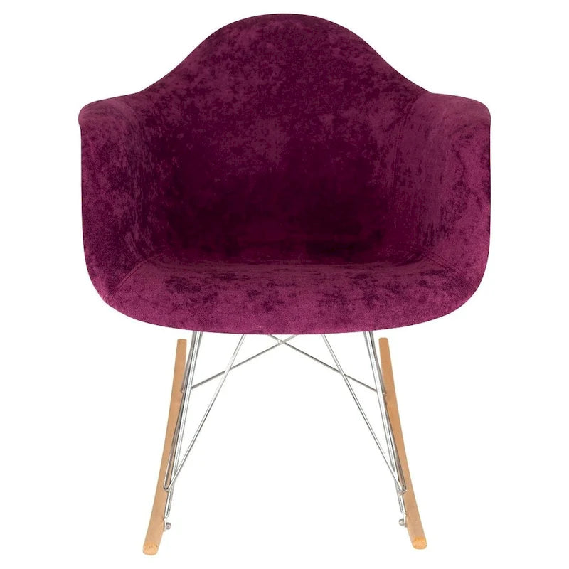 Fauteuil à bascule contemporain en velours Wilson – Fauteuil à bascule d'appoint pour la maison, le salon, la chambre, le patio