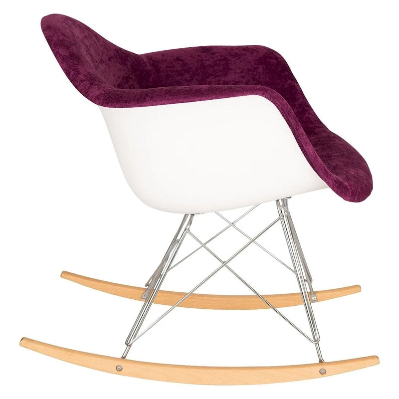 Fauteuil à bascule contemporain en velours Wilson – Fauteuil à bascule d'appoint pour la maison, le salon, la chambre, le patio