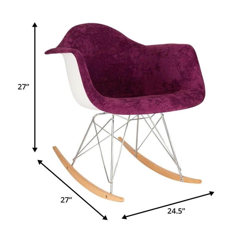 Fauteuil à bascule contemporain en velours Wilson – Fauteuil à bascule d'appoint pour la maison, le salon, la chambre, le patio