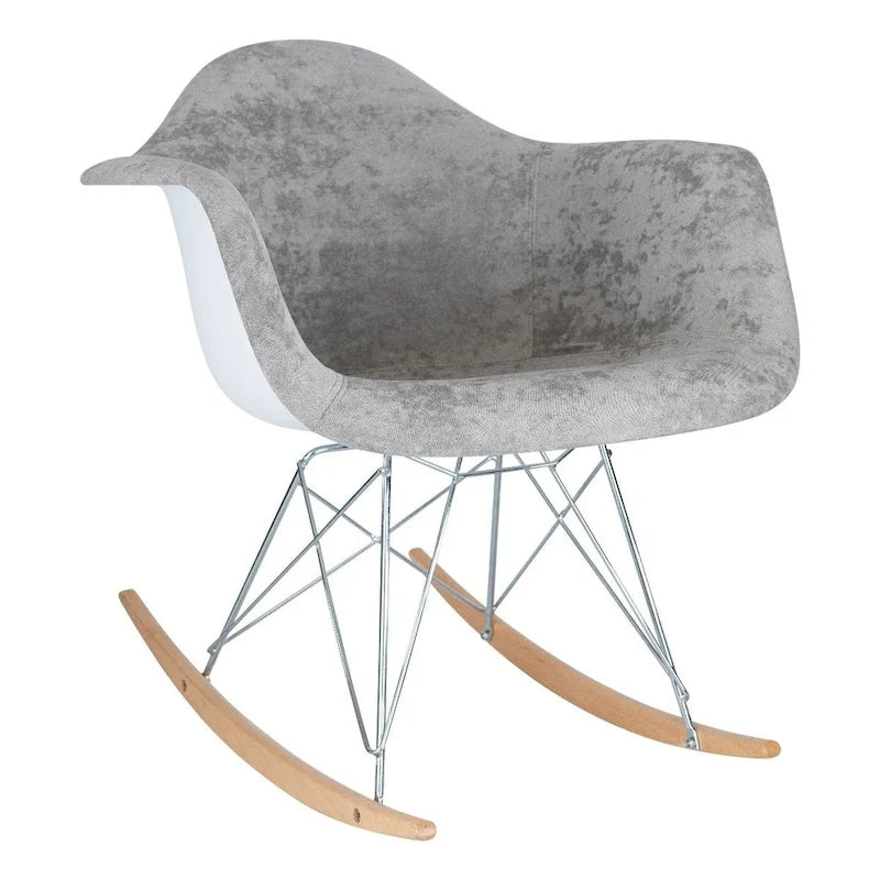 Fauteuil à bascule contemporain en velours Wilson – Fauteuil à bascule d'appoint pour la maison, le salon, la chambre, le patio