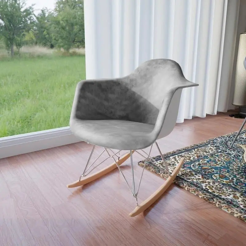 Fauteuil à bascule contemporain en velours Wilson – Fauteuil à bascule d'appoint pour la maison, le salon, la chambre, le patio