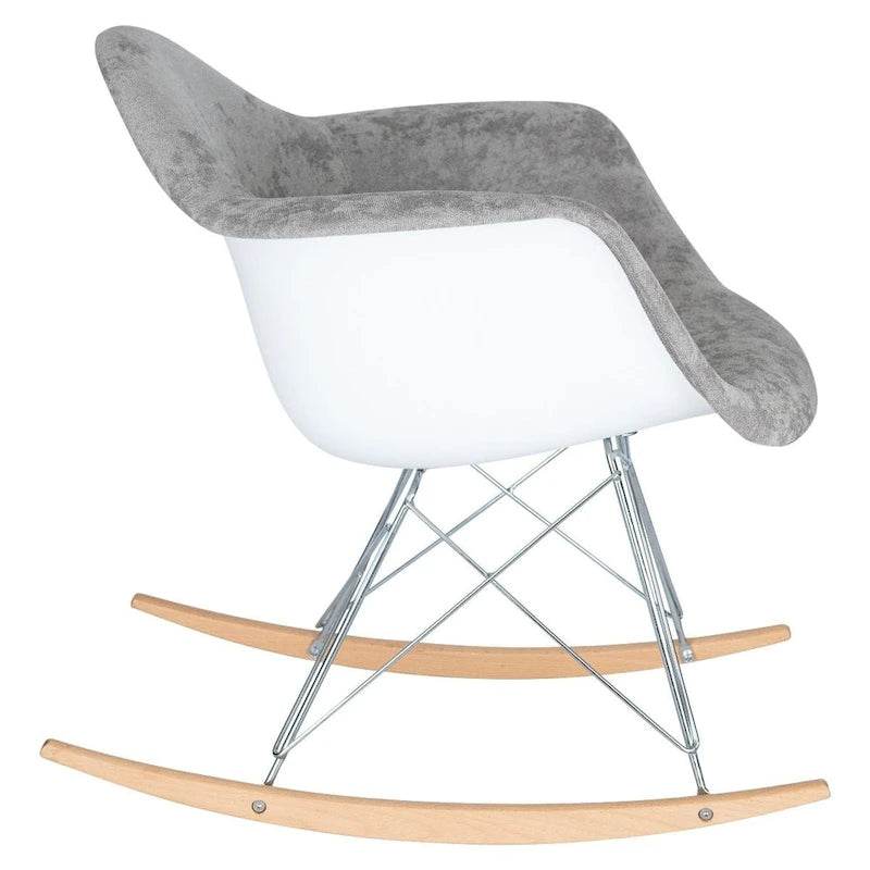 Fauteuil à bascule contemporain en velours Wilson – Fauteuil à bascule d'appoint pour la maison, le salon, la chambre, le patio