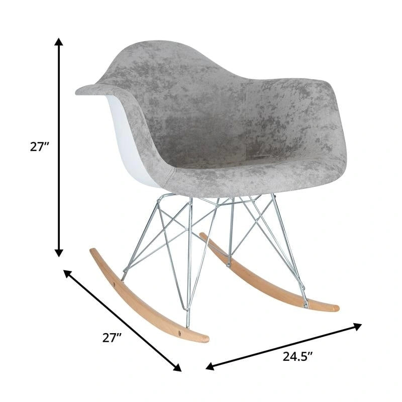 Fauteuil à bascule contemporain en velours Wilson – Fauteuil à bascule d'appoint pour la maison, le salon, la chambre, le patio