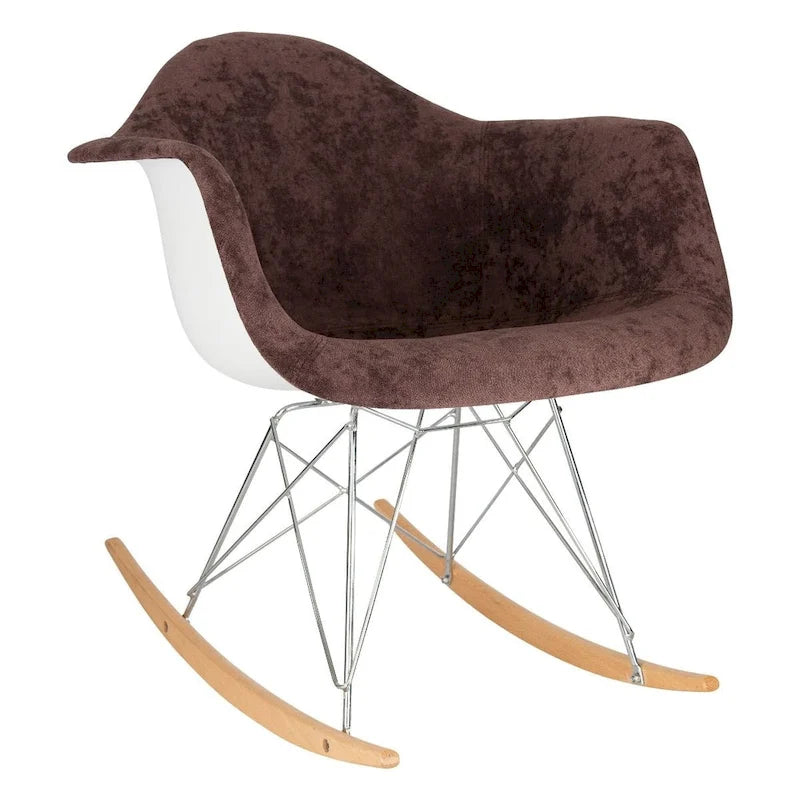 Fauteuil à bascule contemporain en velours Wilson – Fauteuil à bascule d'appoint pour la maison, le salon, la chambre, le patio