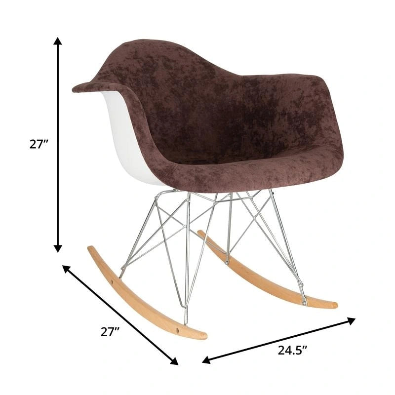 Fauteuil à bascule contemporain en velours Wilson – Fauteuil à bascule d'appoint pour la maison, le salon, la chambre, le patio