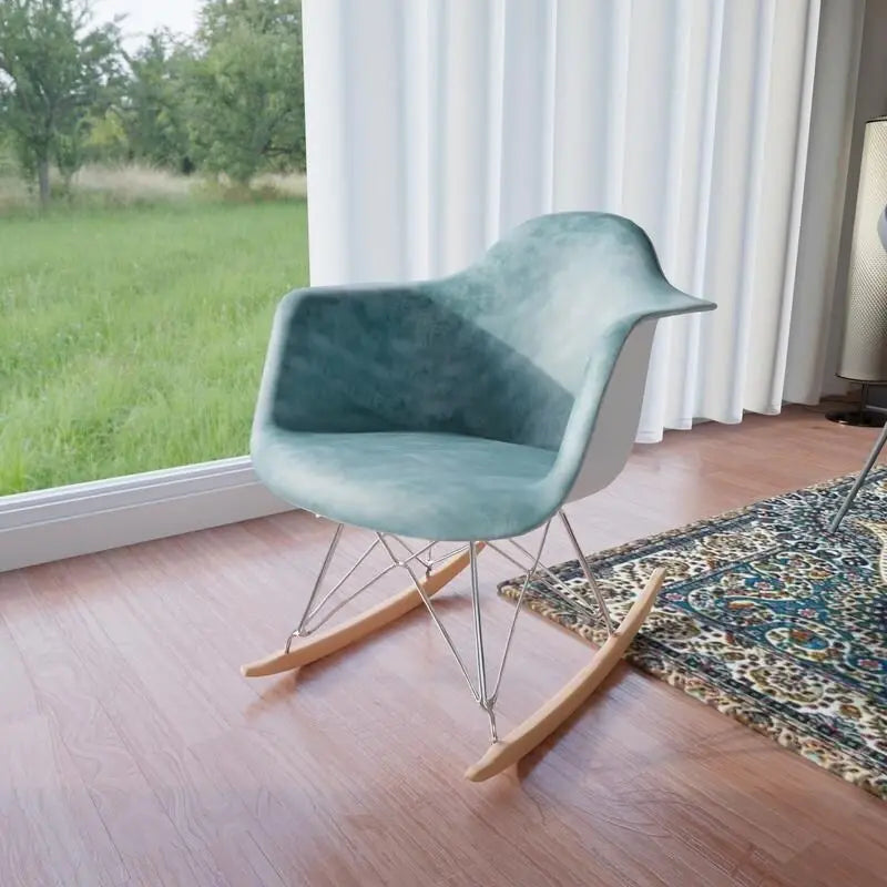 Fauteuil à bascule contemporain en velours Wilson – Fauteuil à bascule d'appoint pour la maison, le salon, la chambre, le patio