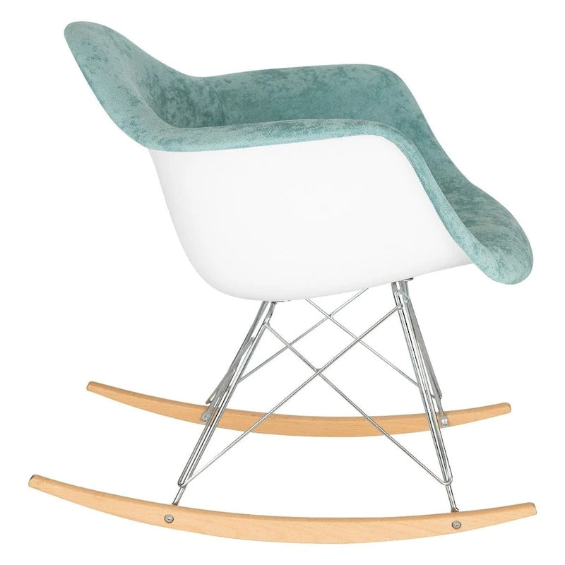 Fauteuil à bascule contemporain en velours Wilson – Fauteuil à bascule d'appoint pour la maison, le salon, la chambre, le patio