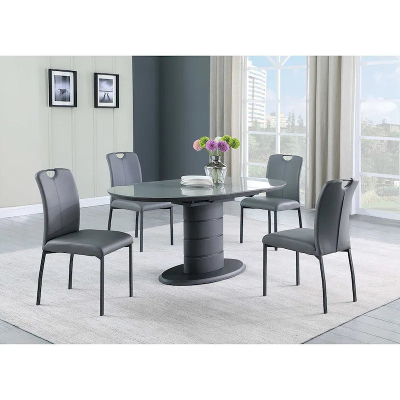 Table à manger extensible  avec piètement Art déco à rayures
