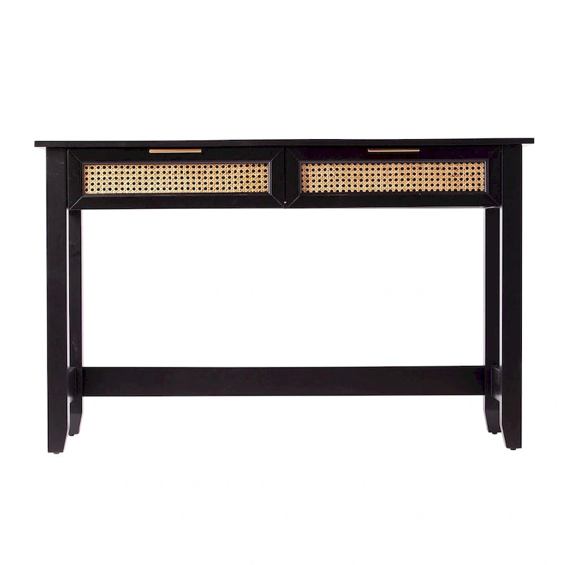 Console de rangement moderne du milieu du siècle  avec tiroirs en rotin