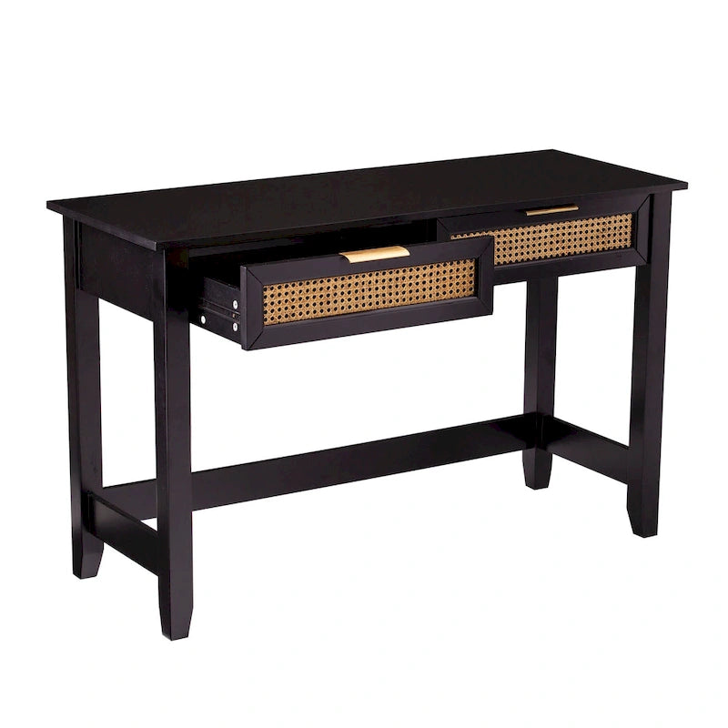 Console de rangement moderne du milieu du siècle  avec tiroirs en rotin