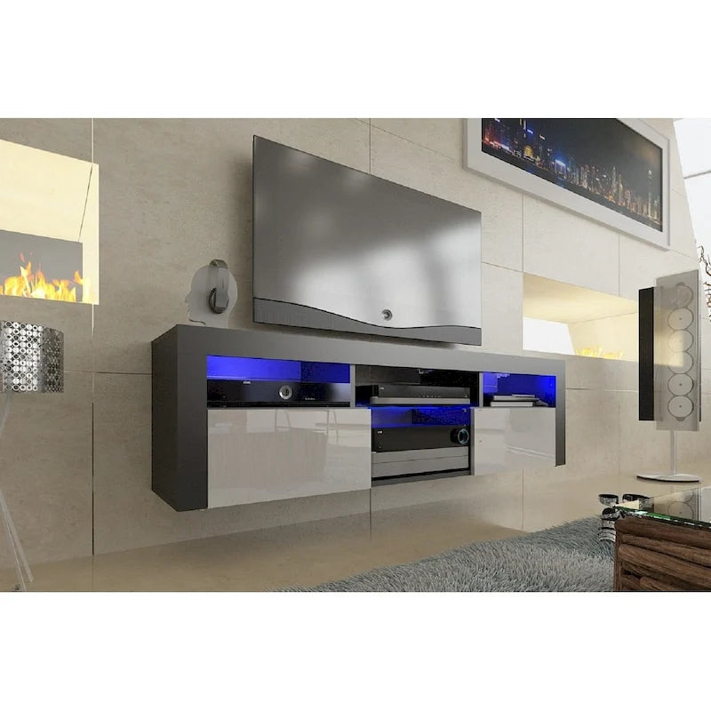 Meuble TV flottant mural  160 avec 16 couleurs de LED