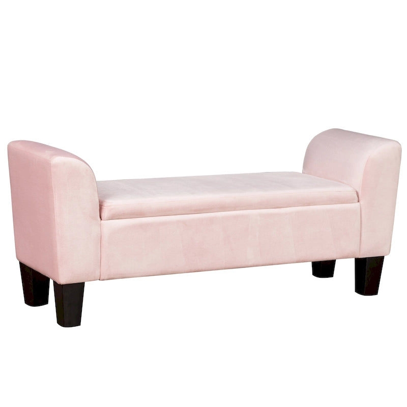 Banc ottoman en velours avec rangement - 16,5L x 55l x 23H