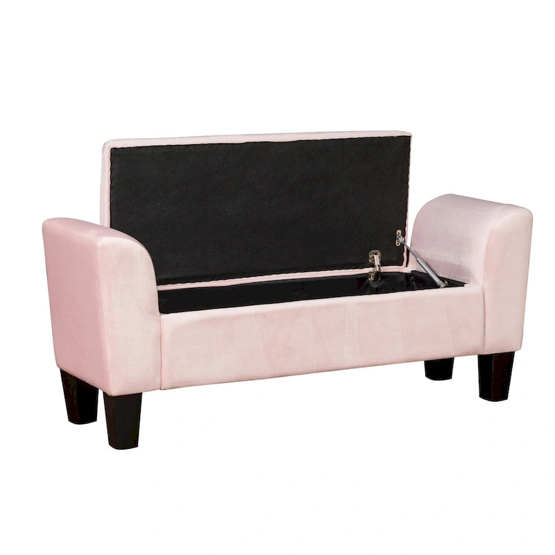 Banc ottoman en velours avec rangement - 16,5L x 55l x 23H