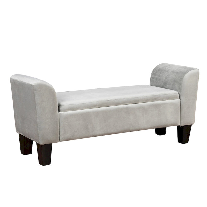 Banc ottoman en velours avec rangement - 16,5L x 55l x 23H
