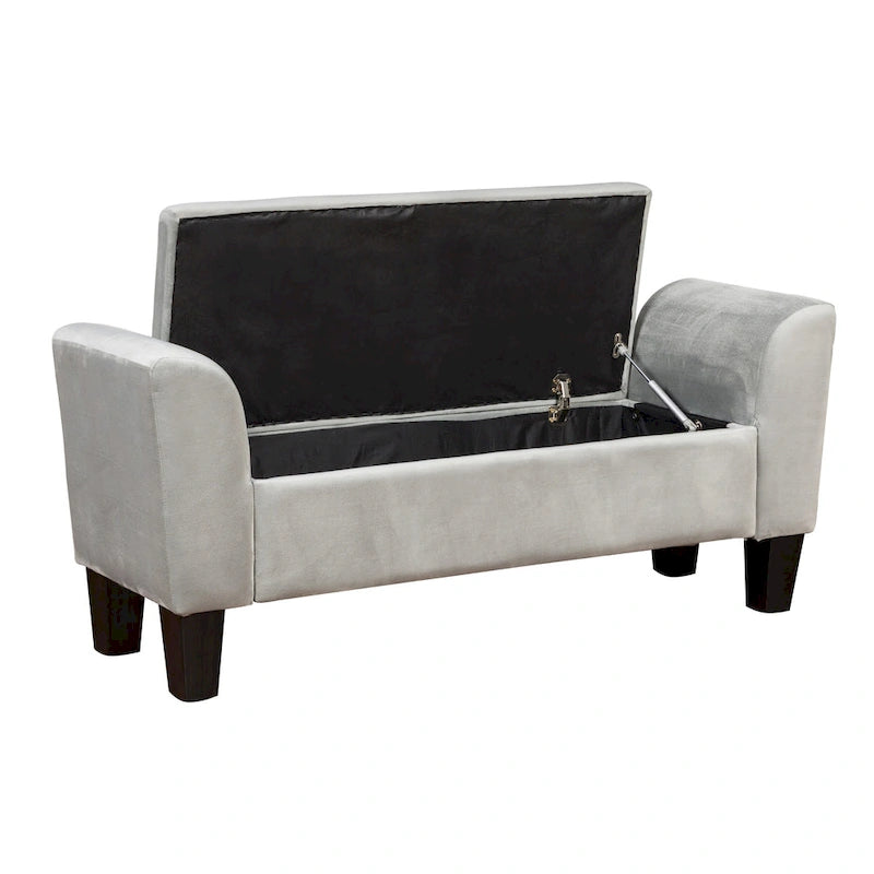 Banc ottoman en velours avec rangement - 16,5L x 55l x 23H