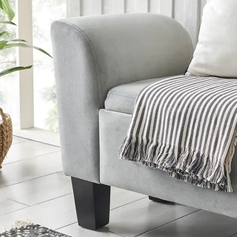 Banc ottoman en velours avec rangement - 16,5L x 55l x 23H