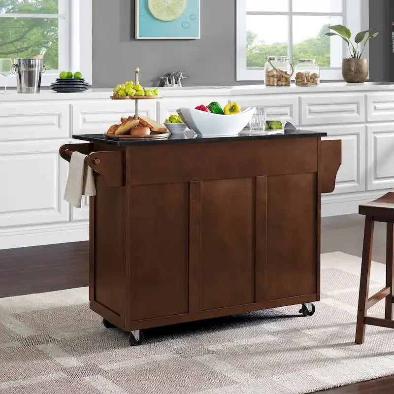 Chariot de cuisine Eleanor avec plateau en granit noir - 18p x 51,5L x 35,25H
