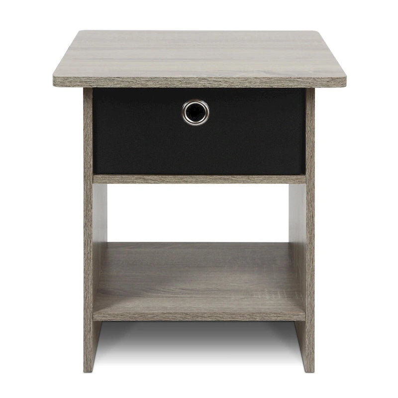 Table d'appoint/de chevet  avec étagère de rangement et tiroir en tissu
