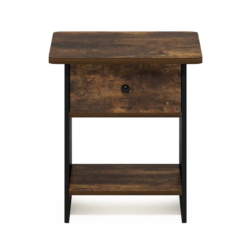 Table d'appoint/de chevet  avec étagère de rangement et tiroir en tissu