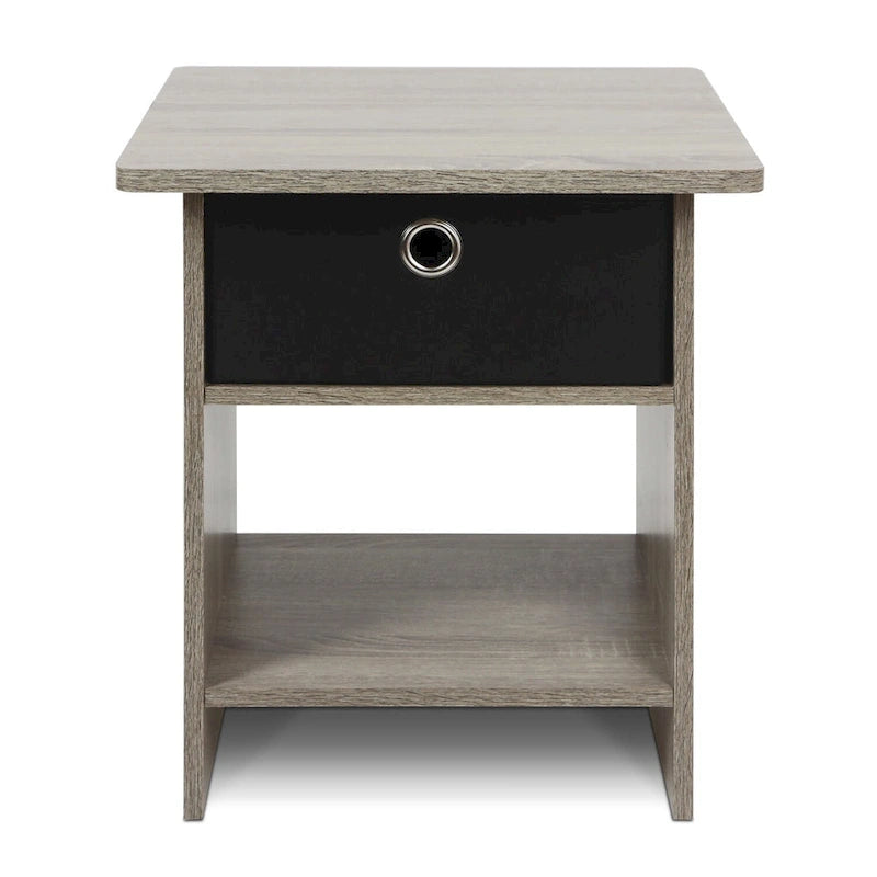 Table d'appoint/de chevet  avec étagère de rangement et tiroir en tissu