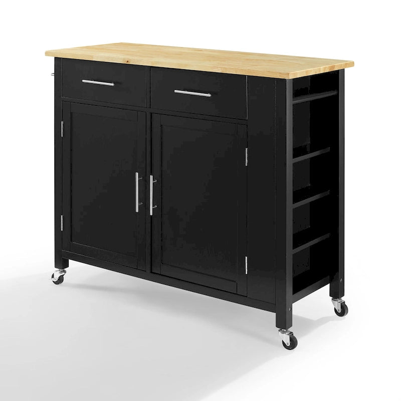 Chariot de cuisine avec plateau en bois - 94 cm H x 106,7 cm L x 46,4 cm P